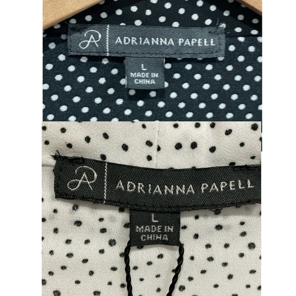 Adrianna Papell Polka Dot Long Sleeve Blouse Bundle Size Large Shawl Collar Wrap - Picture 2 of 15